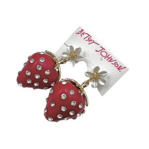 Betsey Johnson Strawberry Earrings Red